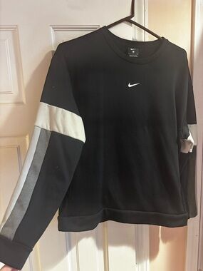 Nike Black Crewneck Sweatshirt with Grey & White Sleeve Panels